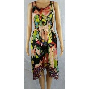 Simply Vera Vera Wang Woman's (PXS) Abstract Print Sun Dress w/Drawstring Waist